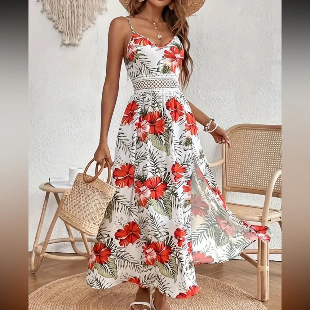 Boho Floral Print Summer Maxi Dress - Picture 2 of 8